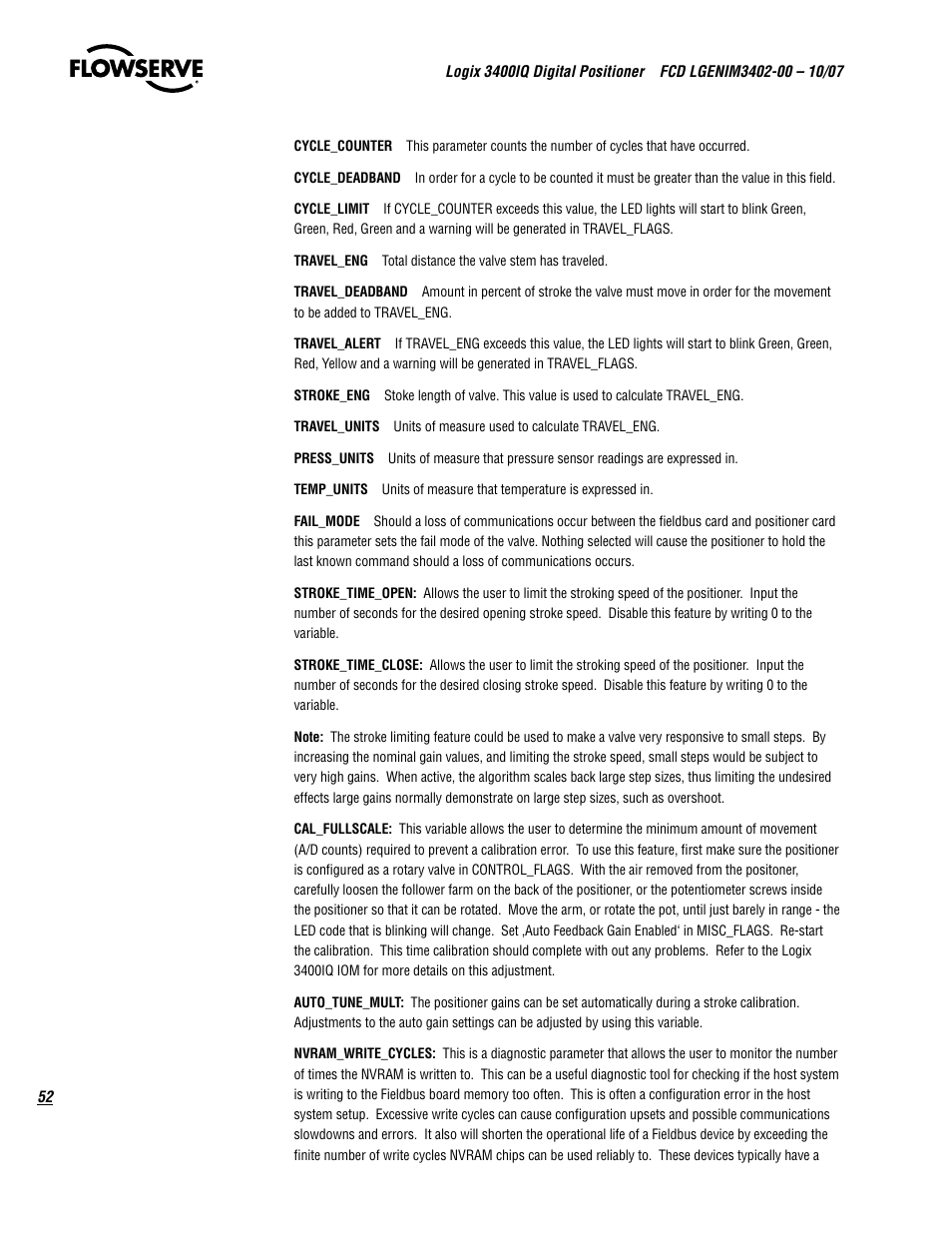 Flowserve 3400IQ Digital Positioner User Manual | Page 52 / 148