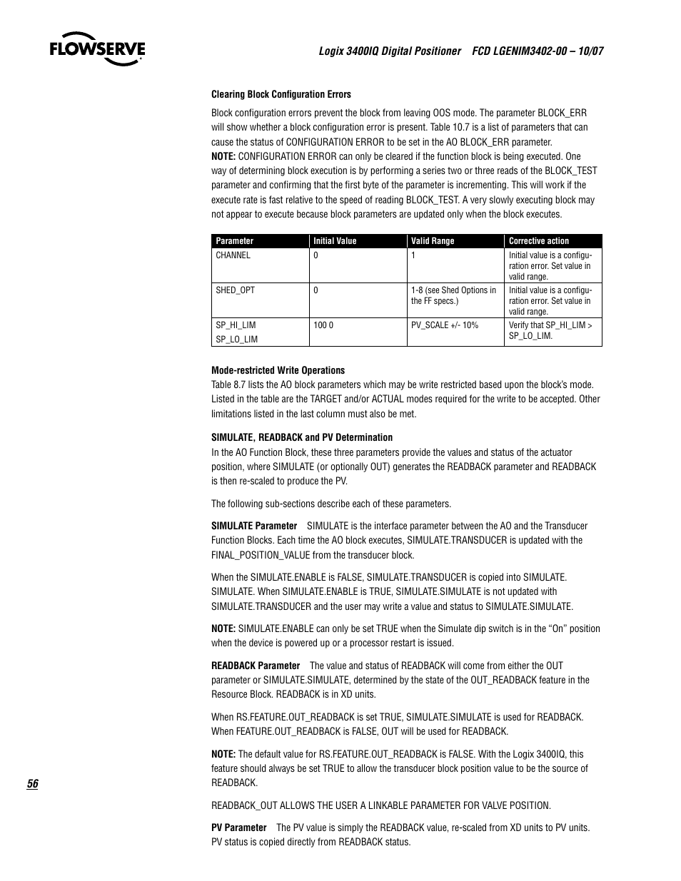 Flowserve 3400IQ Digital Positioner User Manual | Page 56 / 148