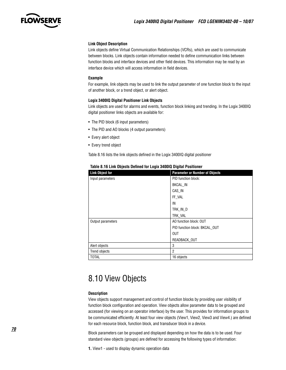 10 view objects | Flowserve 3400IQ Digital Positioner User Manual | Page 70 / 148