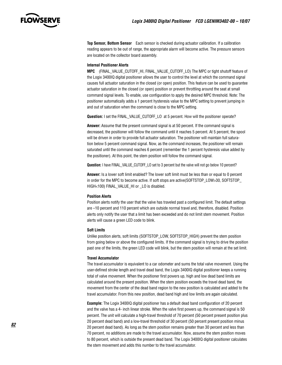 Flowserve 3400IQ Digital Positioner User Manual | Page 82 / 148