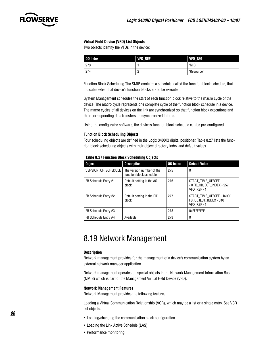 19 network management | Flowserve 3400IQ Digital Positioner User Manual | Page 90 / 148