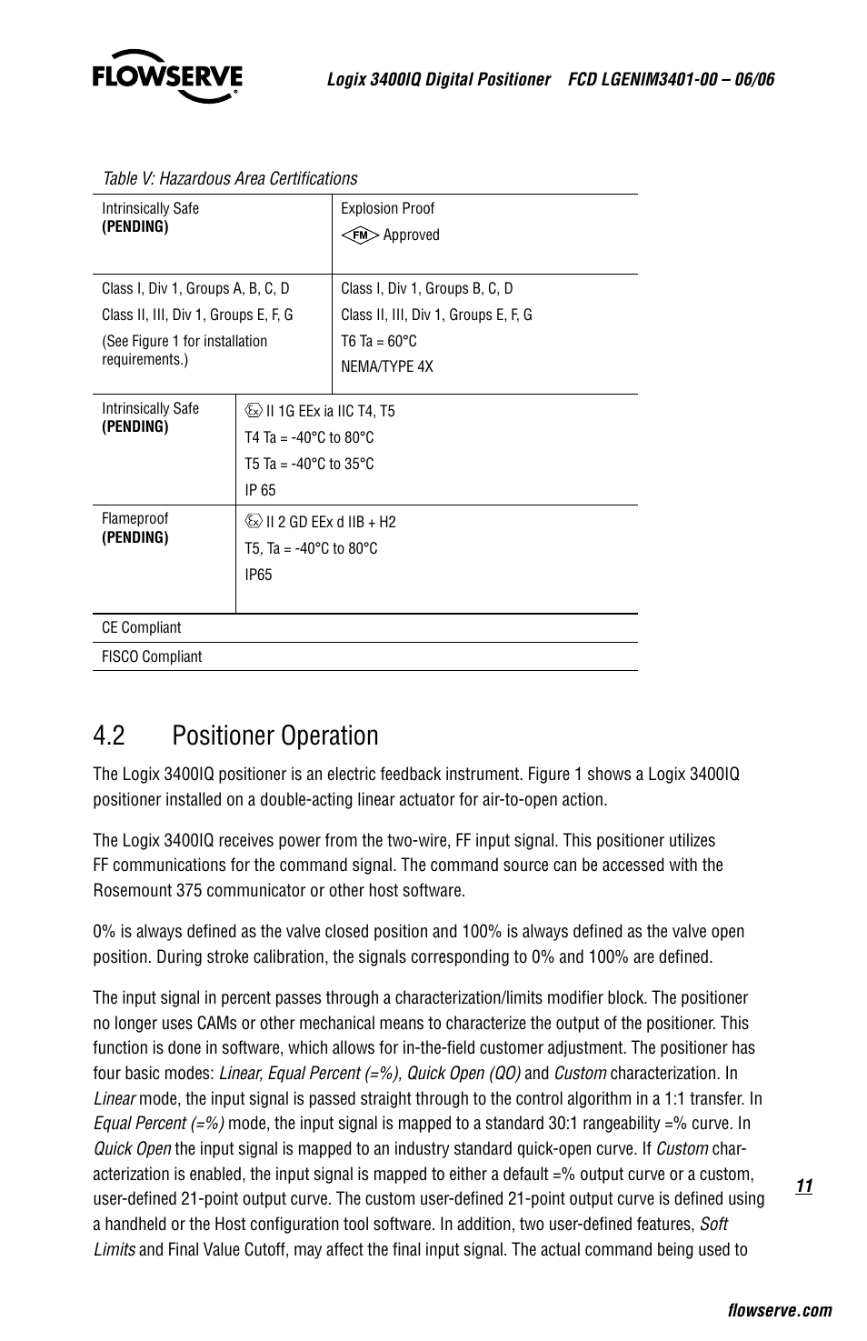 2 positioner operation | Flowserve 3400IQ Digital Positioner User Manual | Page 11 / 80