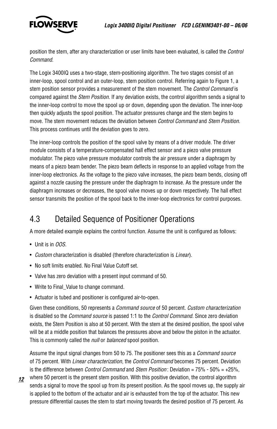 3 detailed sequence of positioner operations | Flowserve 3400IQ Digital Positioner User Manual | Page 12 / 80