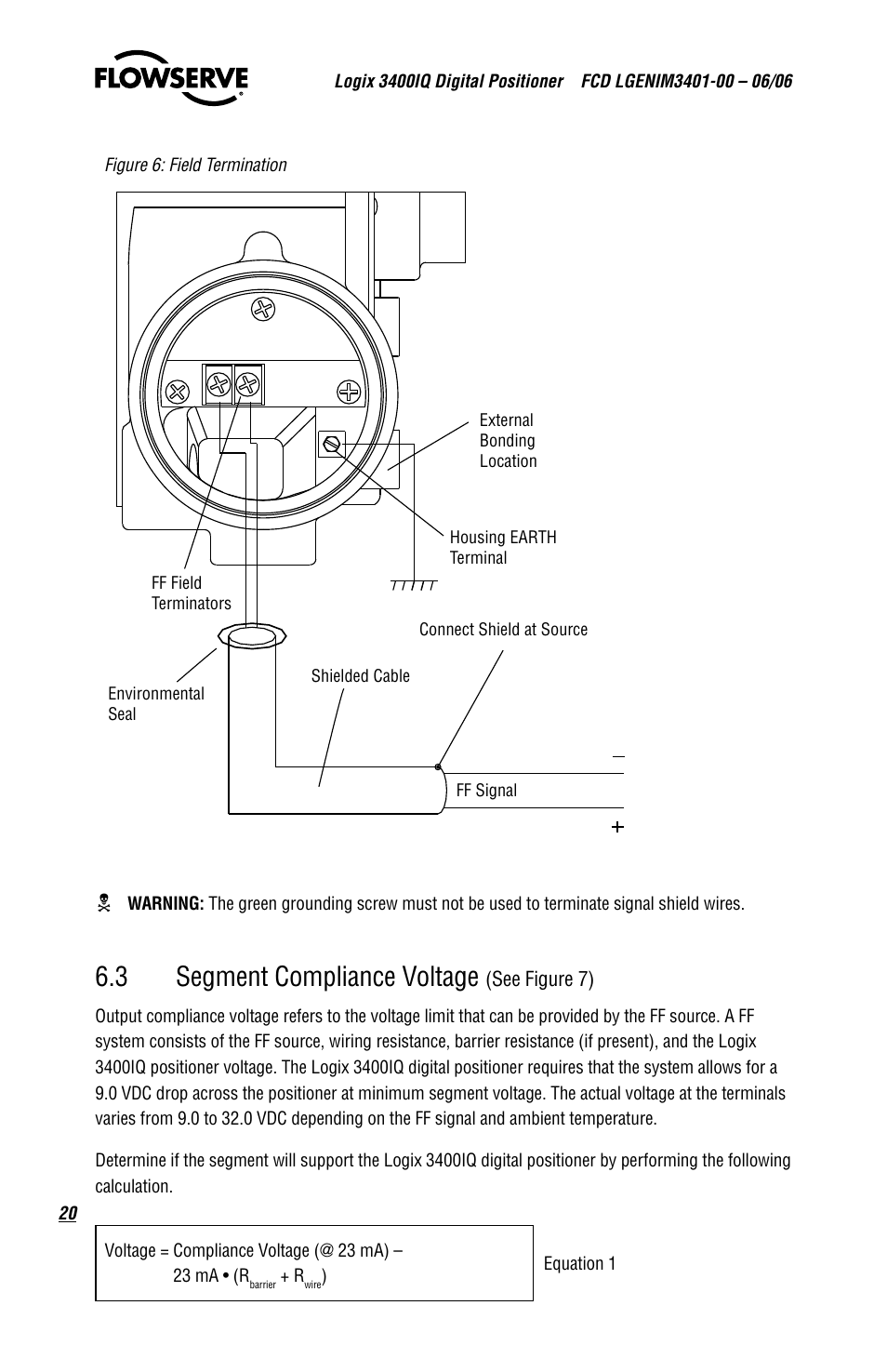 3 segment compliance voltage | Flowserve 3400IQ Digital Positioner User Manual | Page 20 / 80