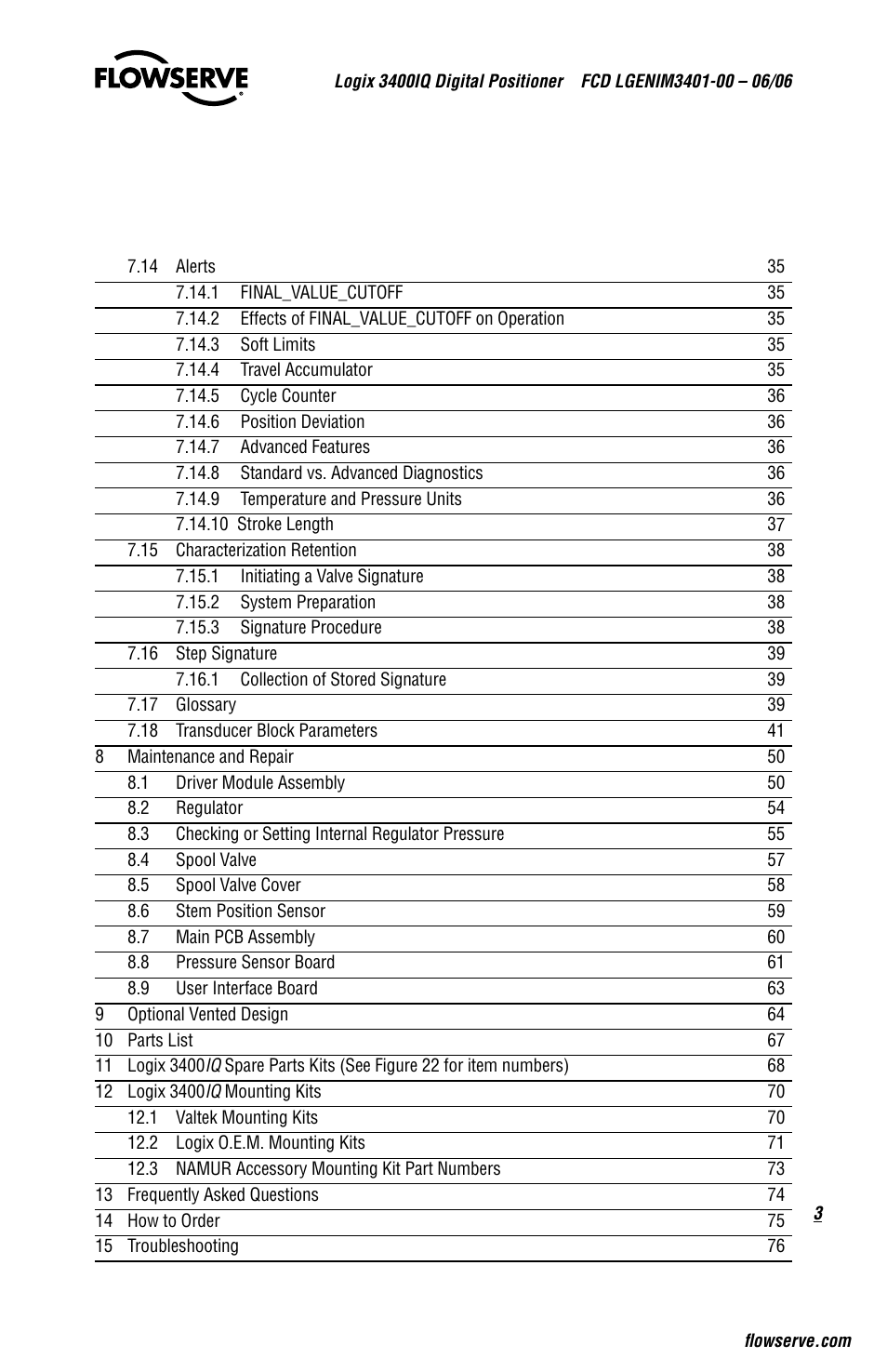Flowserve 3400IQ Digital Positioner User Manual | Page 3 / 80