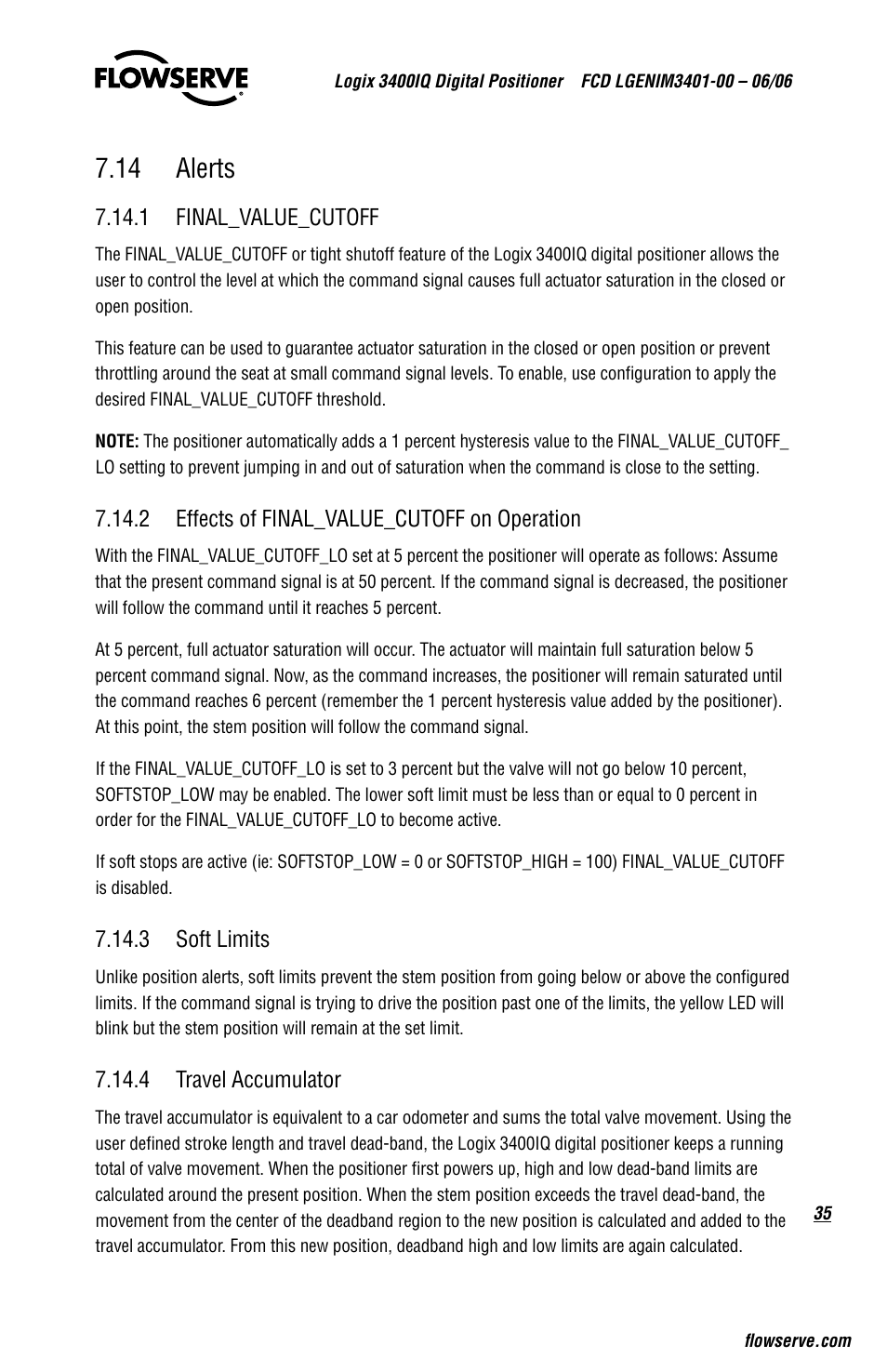14 alerts | Flowserve 3400IQ Digital Positioner User Manual | Page 35 / 80