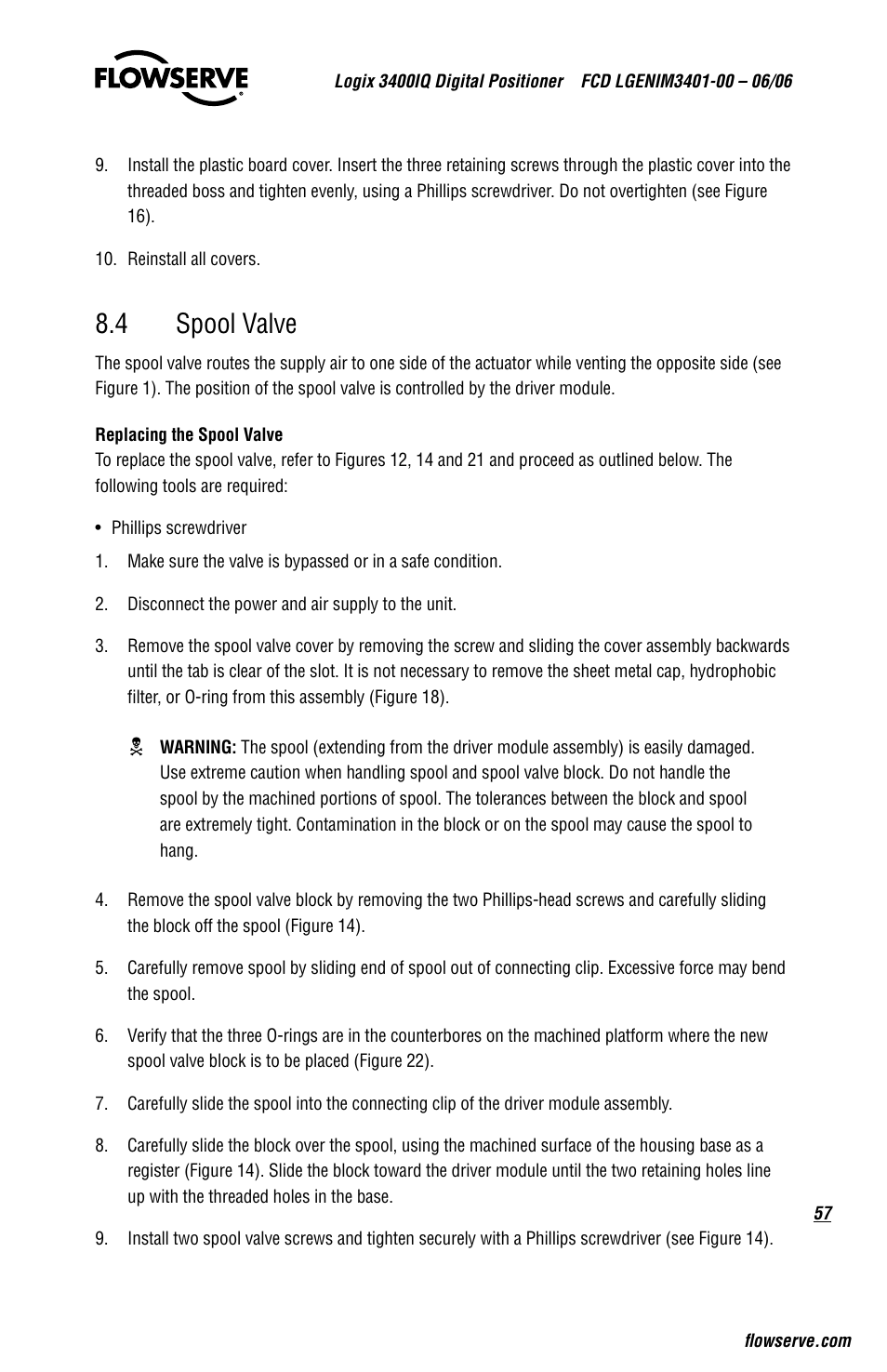 4 spool valve | Flowserve 3400IQ Digital Positioner User Manual | Page 57 / 80