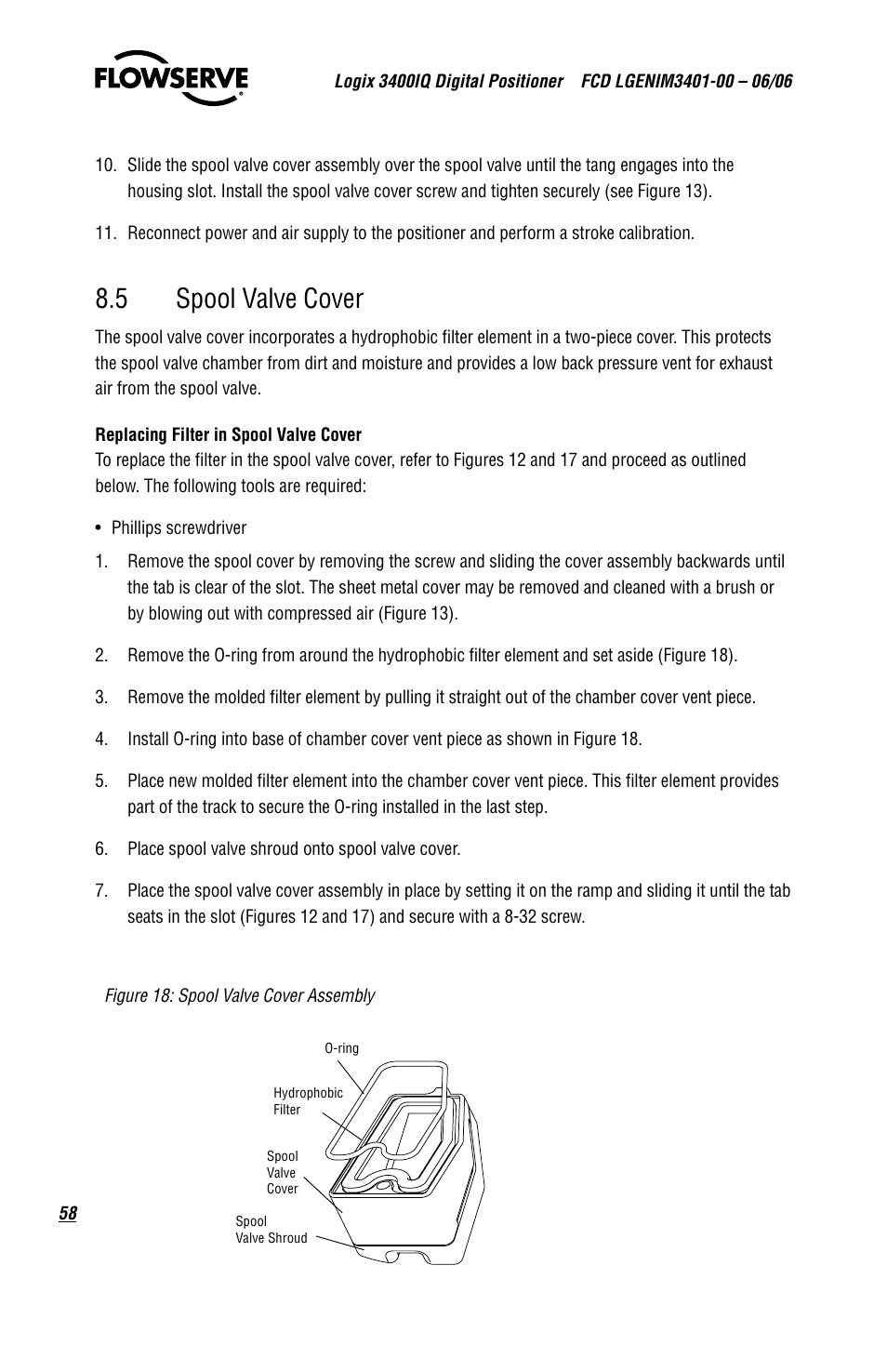 5 spool valve cover | Flowserve 3400IQ Digital Positioner User Manual | Page 58 / 80