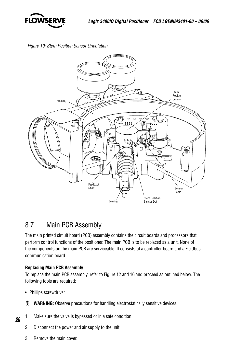 7 main pcb assembly | Flowserve 3400IQ Digital Positioner User Manual | Page 60 / 80