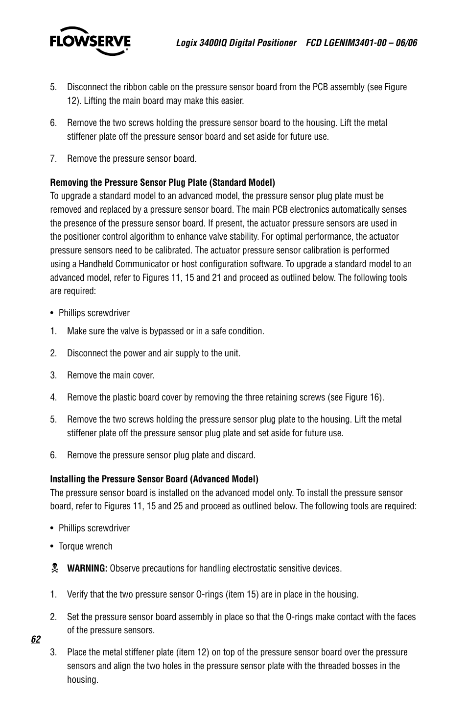 Flowserve 3400IQ Digital Positioner User Manual | Page 62 / 80