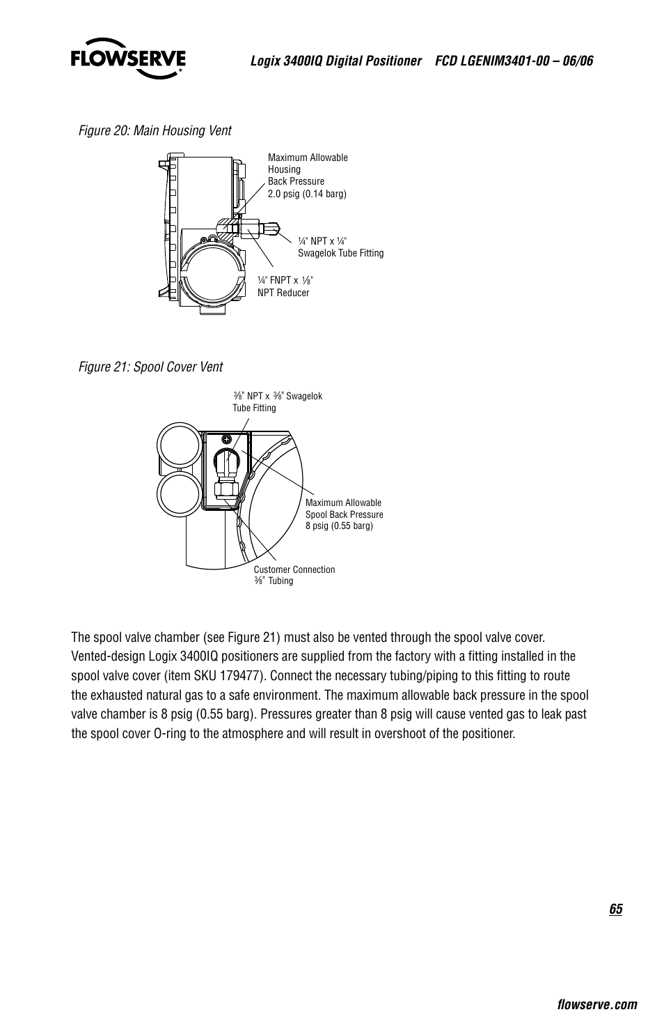 Figure 21: spool cover vent | Flowserve 3400IQ Digital Positioner User Manual | Page 65 / 80