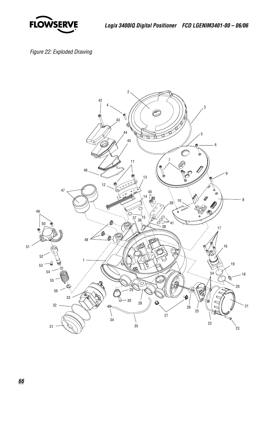 Figure 22: exploded drawing | Flowserve 3400IQ Digital Positioner User Manual | Page 66 / 80