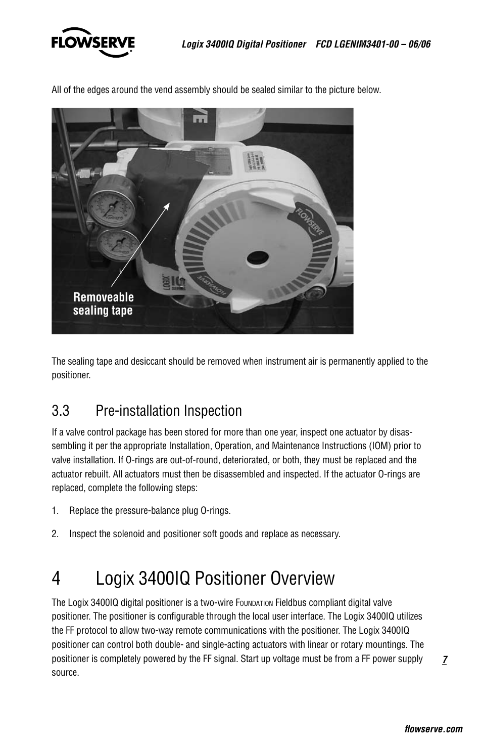 3 pre-installation inspection | Flowserve 3400IQ Digital Positioner User Manual | Page 7 / 80