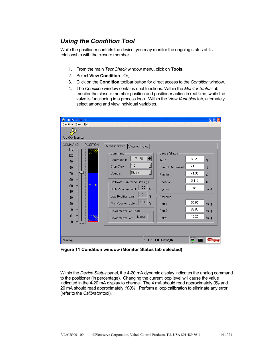 Using the condition tool | Flowserve SoftTools Suite 7.0 User Manual | Page 14 / 21