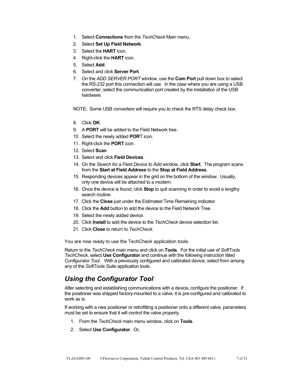 Using the configurator tool | Flowserve SoftTools Suite 7.0 User Manual | Page 7 / 21