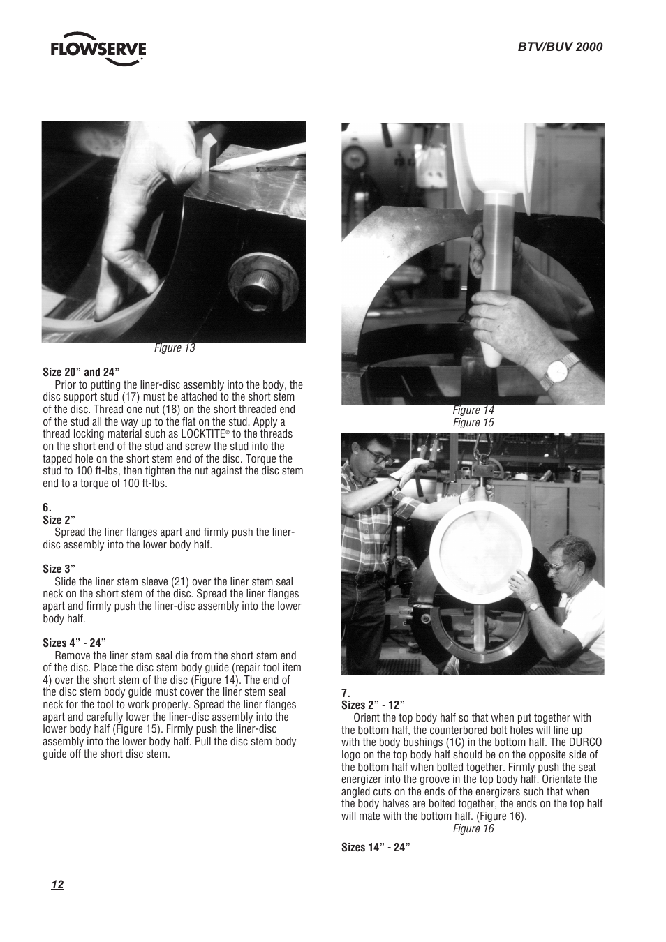 Flowserve BTV 2000 Lined Butterfly Valve User Manual | Page 12 / 20
