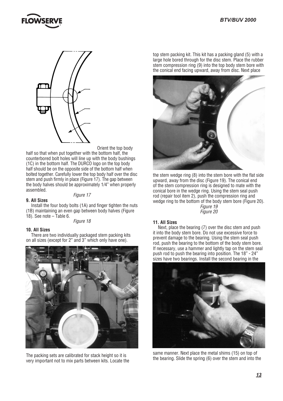 Flowserve BTV 2000 Lined Butterfly Valve User Manual | Page 13 / 20