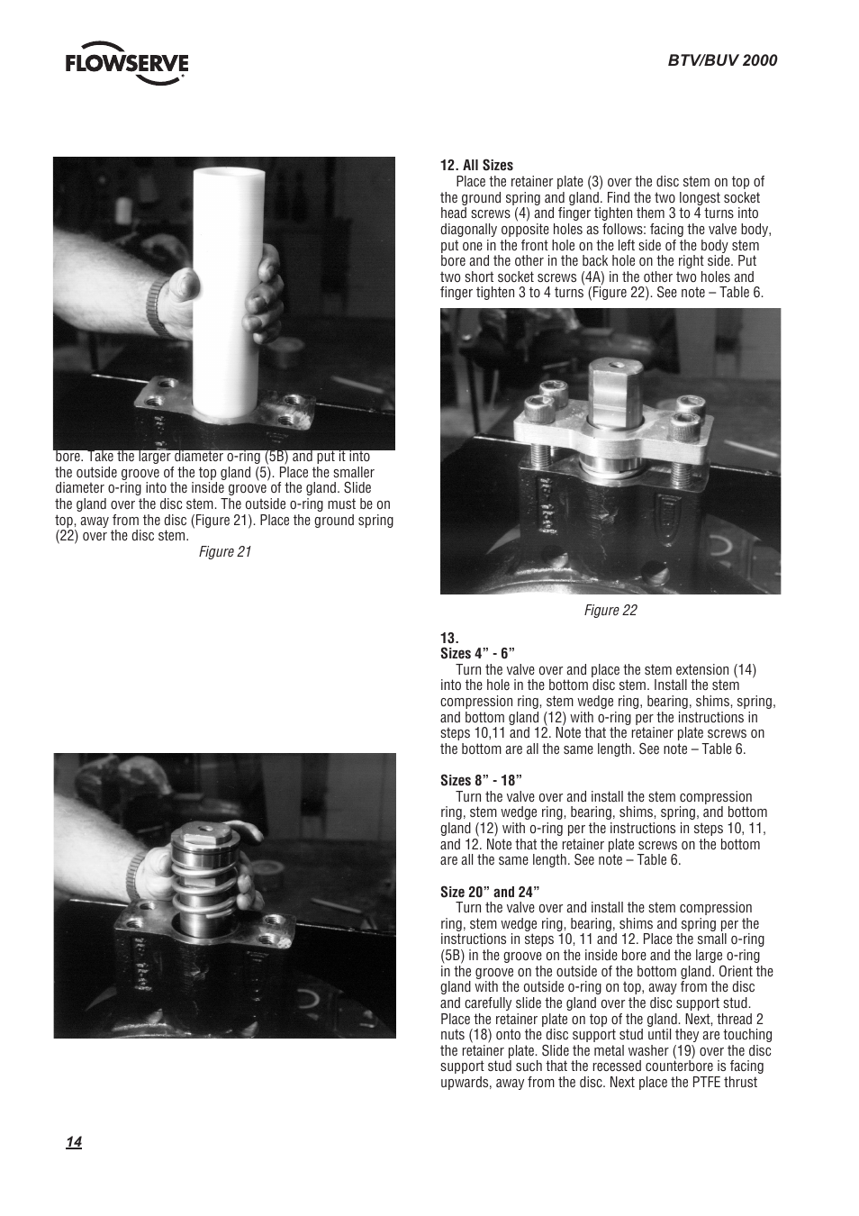Flowserve BTV 2000 Lined Butterfly Valve User Manual | Page 14 / 20