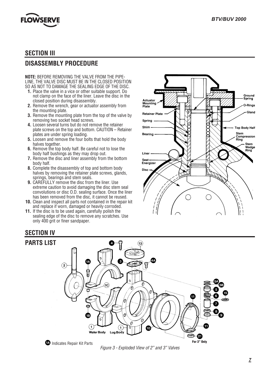 Flowserve BTV 2000 Lined Butterfly Valve User Manual | Page 7 / 20