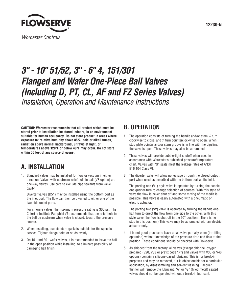 Flowserve 51 Series User Manual | 8 pages