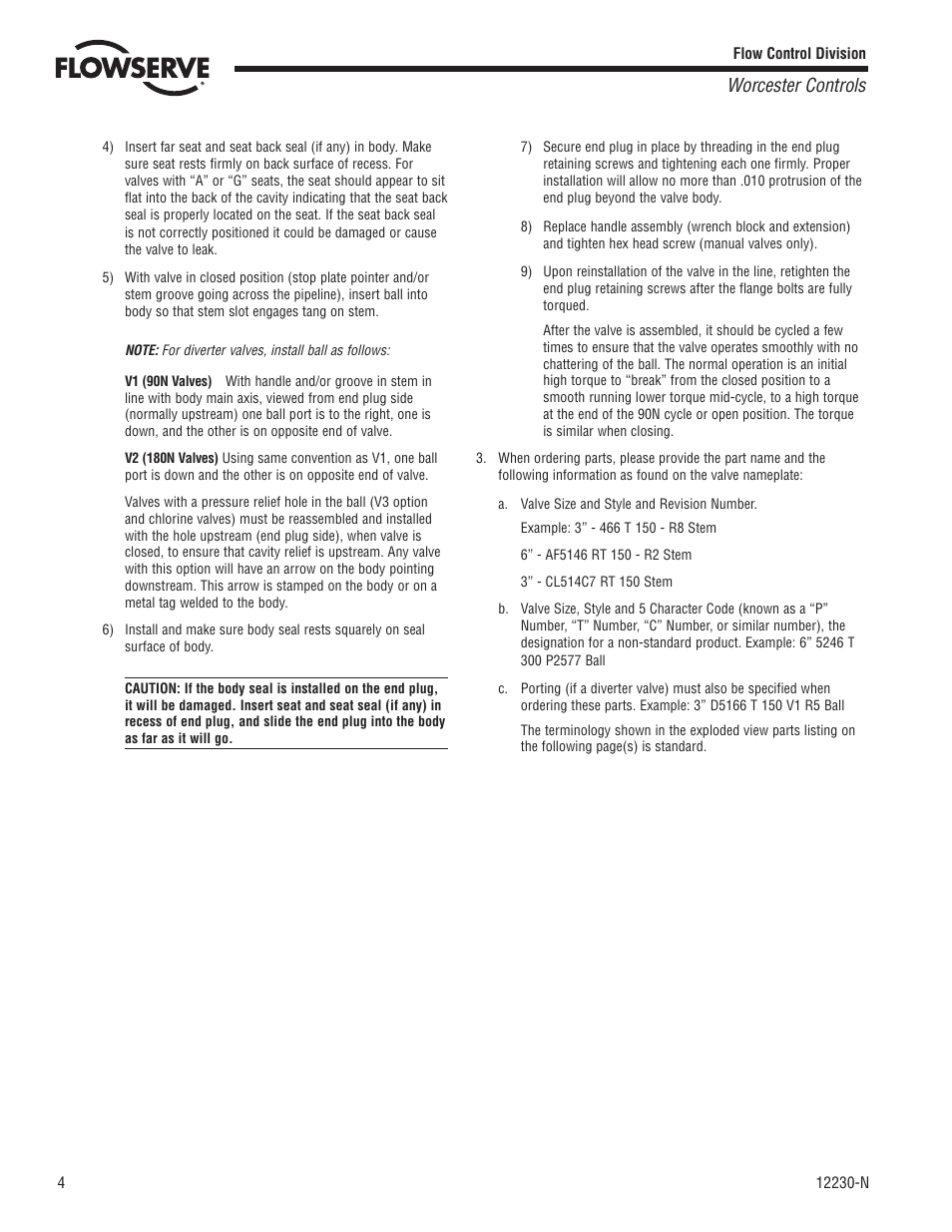 Worcester controls | Flowserve 51 Series User Manual | Page 4 / 8