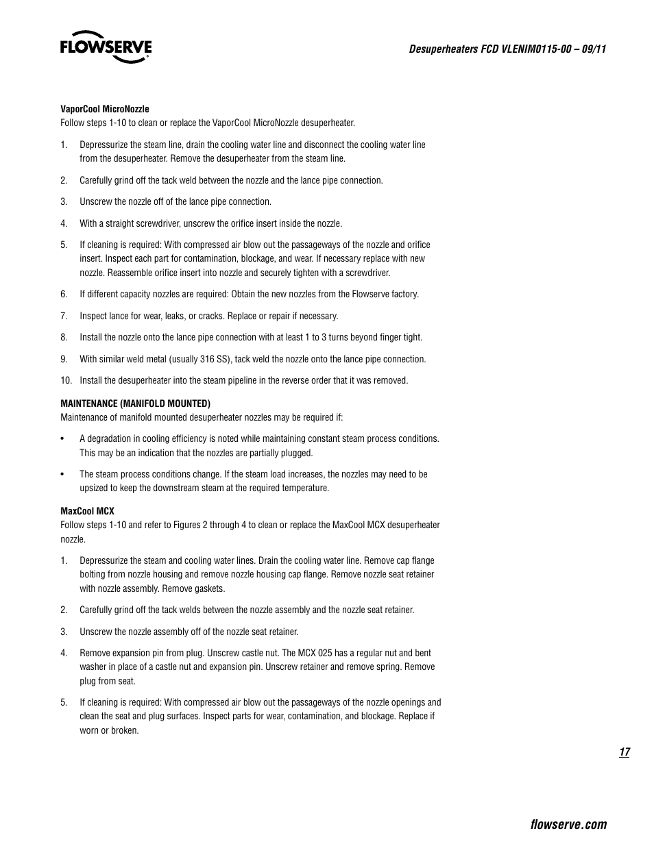 Flowserve Desuperheaters User Manual | Page 17 / 20