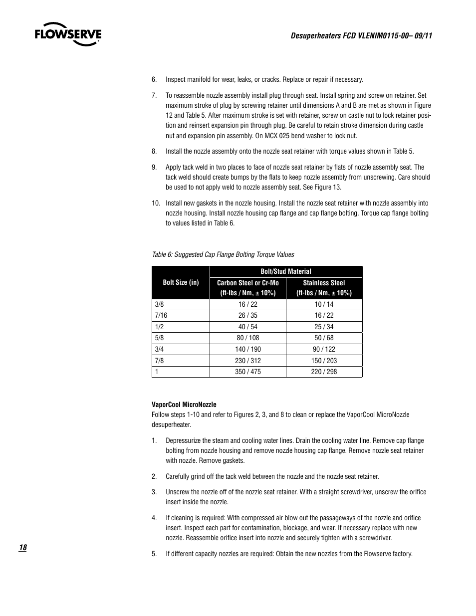 Flowserve Desuperheaters User Manual | Page 18 / 20