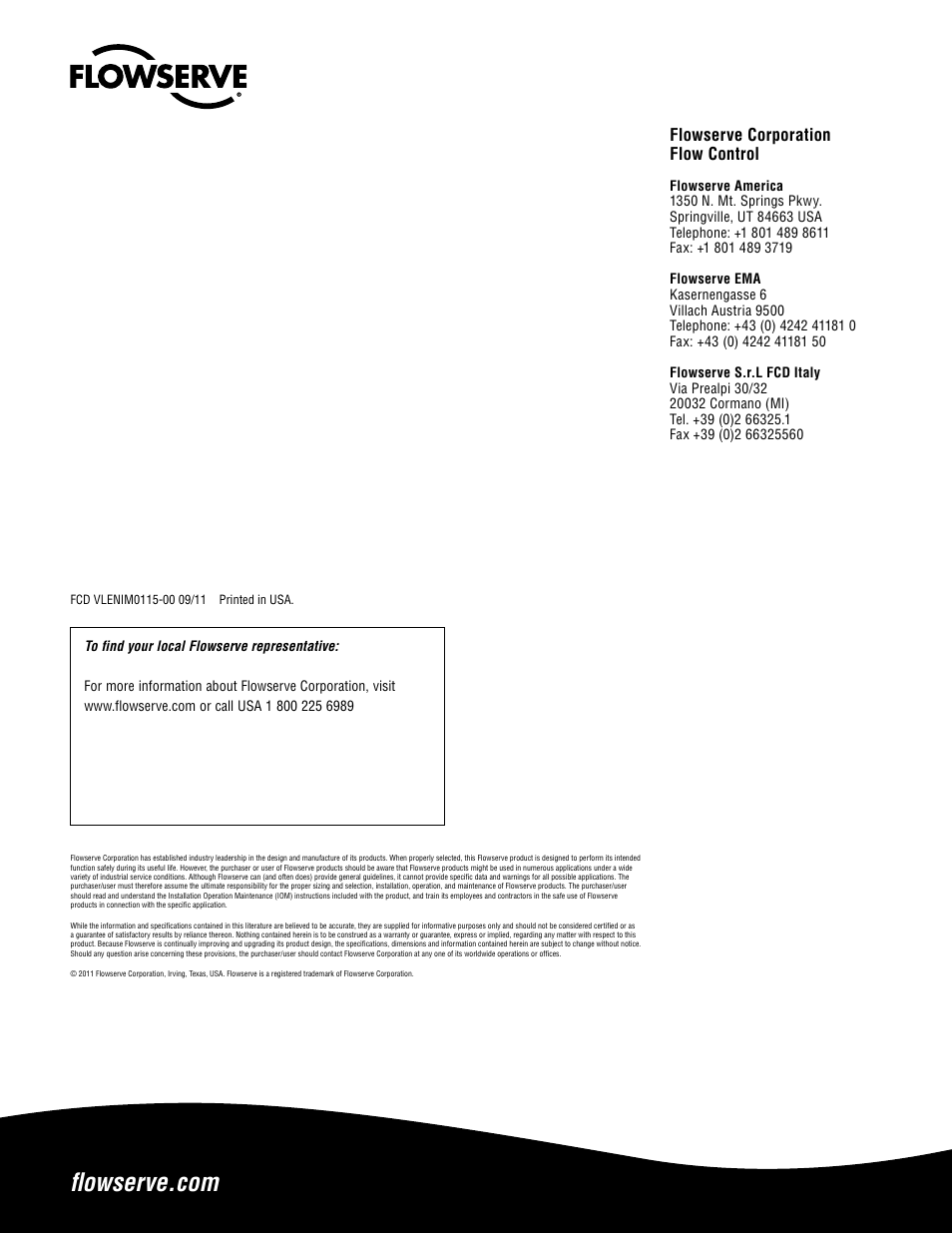 Flowserve corporation flow control | Flowserve Desuperheaters User Manual | Page 20 / 20