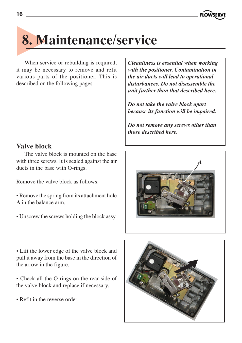 Maintenance/service | Flowserve PMV P3 User Manual | Page 16 / 24