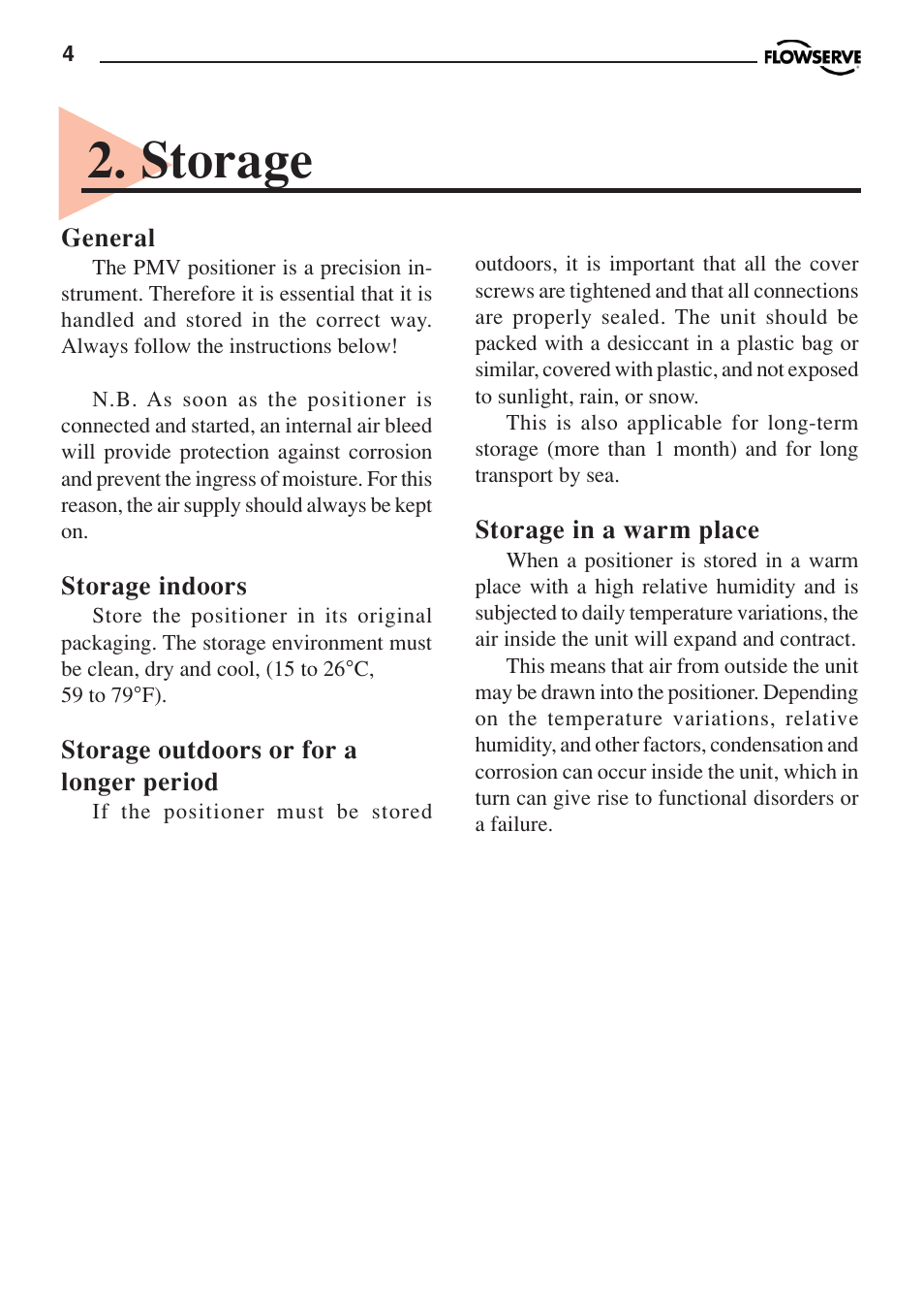 Storage | Flowserve PMV P3 User Manual | Page 4 / 24