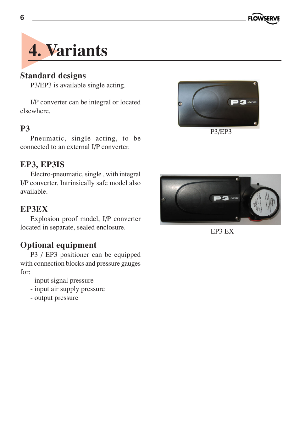 Variants | Flowserve PMV P3 User Manual | Page 6 / 24