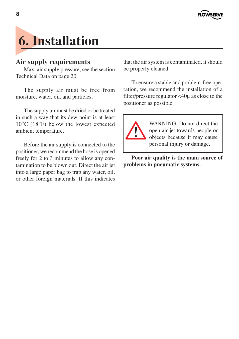 Installation | Flowserve PMV P3 User Manual | Page 8 / 24