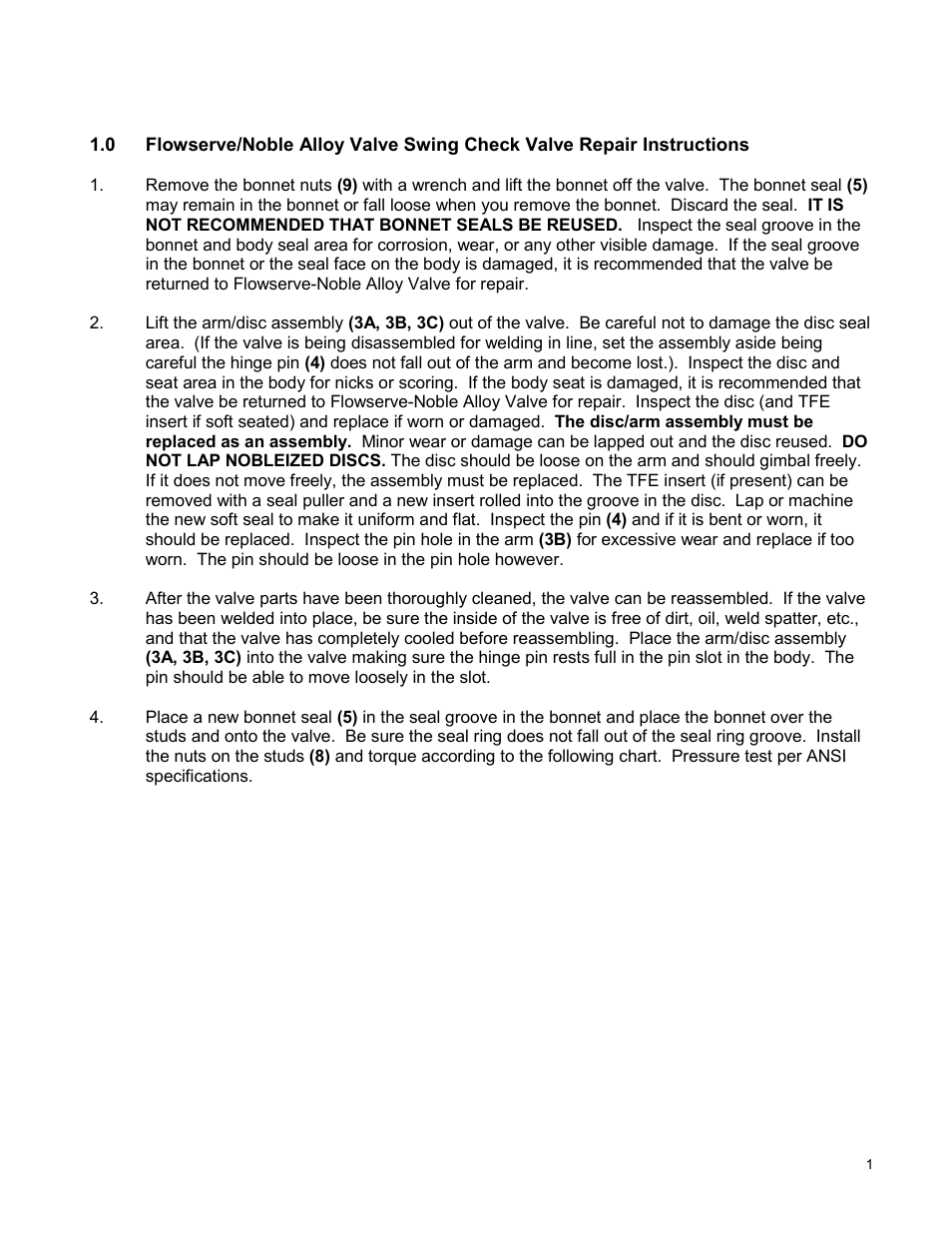 Flowserve Noble Alloy Swing Check IOM User Manual | Page 3 / 7