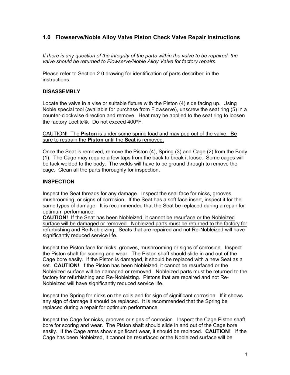 Flowserve Noble Alloy Piston Check IOM User Manual | Page 3 / 6