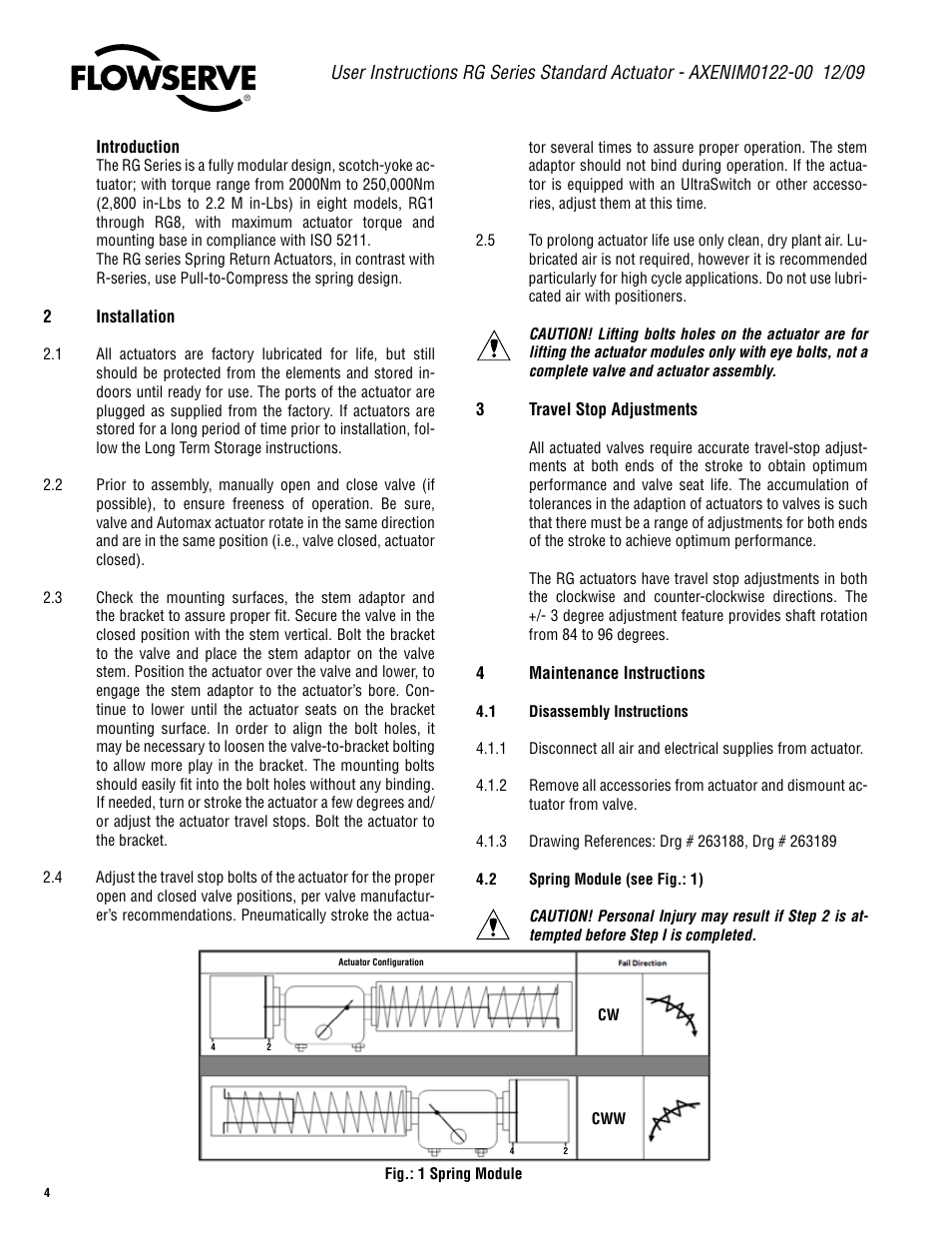 Flowserve RG Series Standard Actuator User Manual | Page 4 / 12