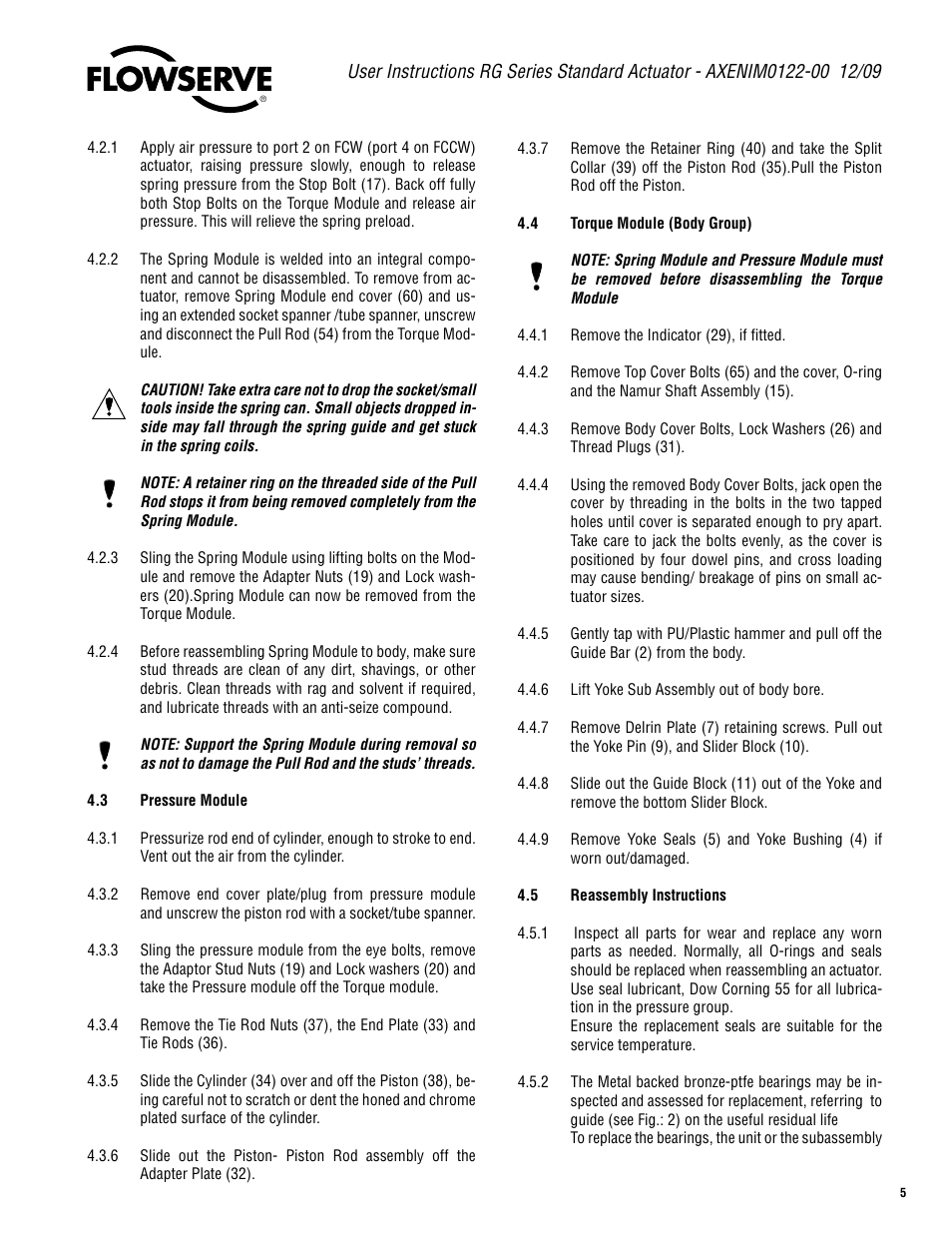 Flowserve RG Series Standard Actuator User Manual | Page 5 / 12