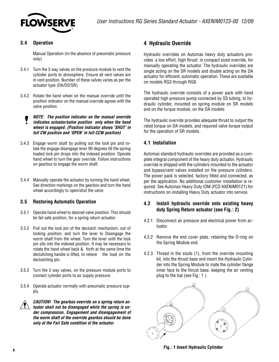 Flowserve RG Series Standard Actuator Jackscrew Override User Manual | Page 8 / 12