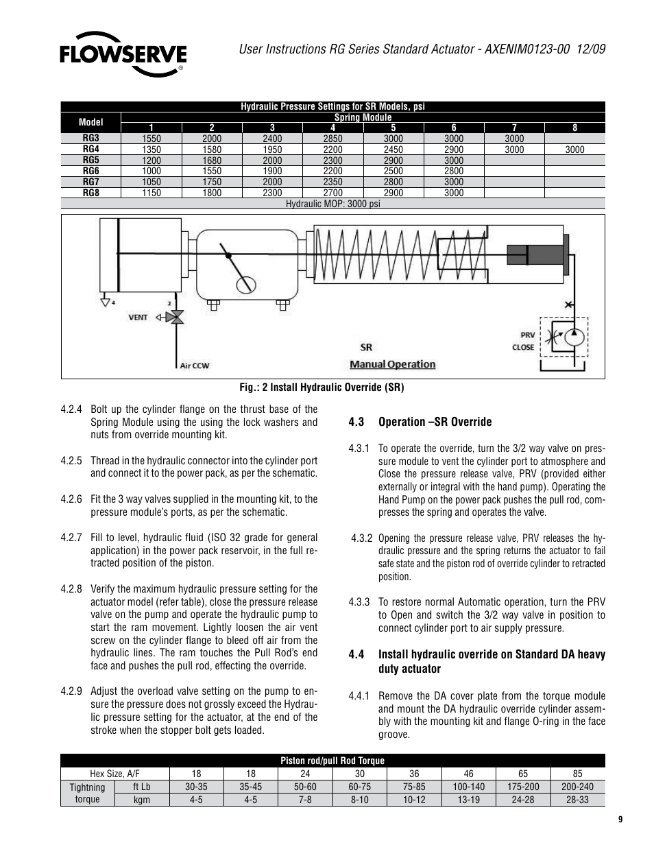 Flowserve RG Series Standard Actuator Jackscrew Override User Manual | Page 9 / 12
