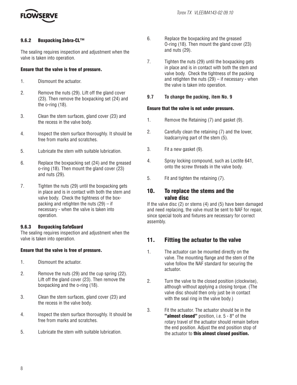 Flowserve Valtek Torex TX IOM User Manual | Page 8 / 10