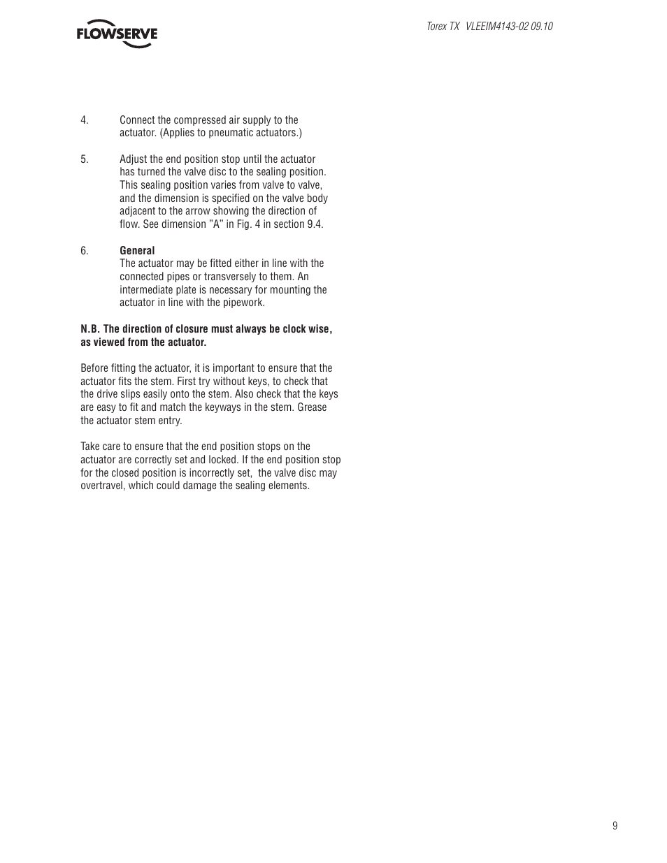 Flowserve Valtek Torex TX IOM User Manual | Page 9 / 10
