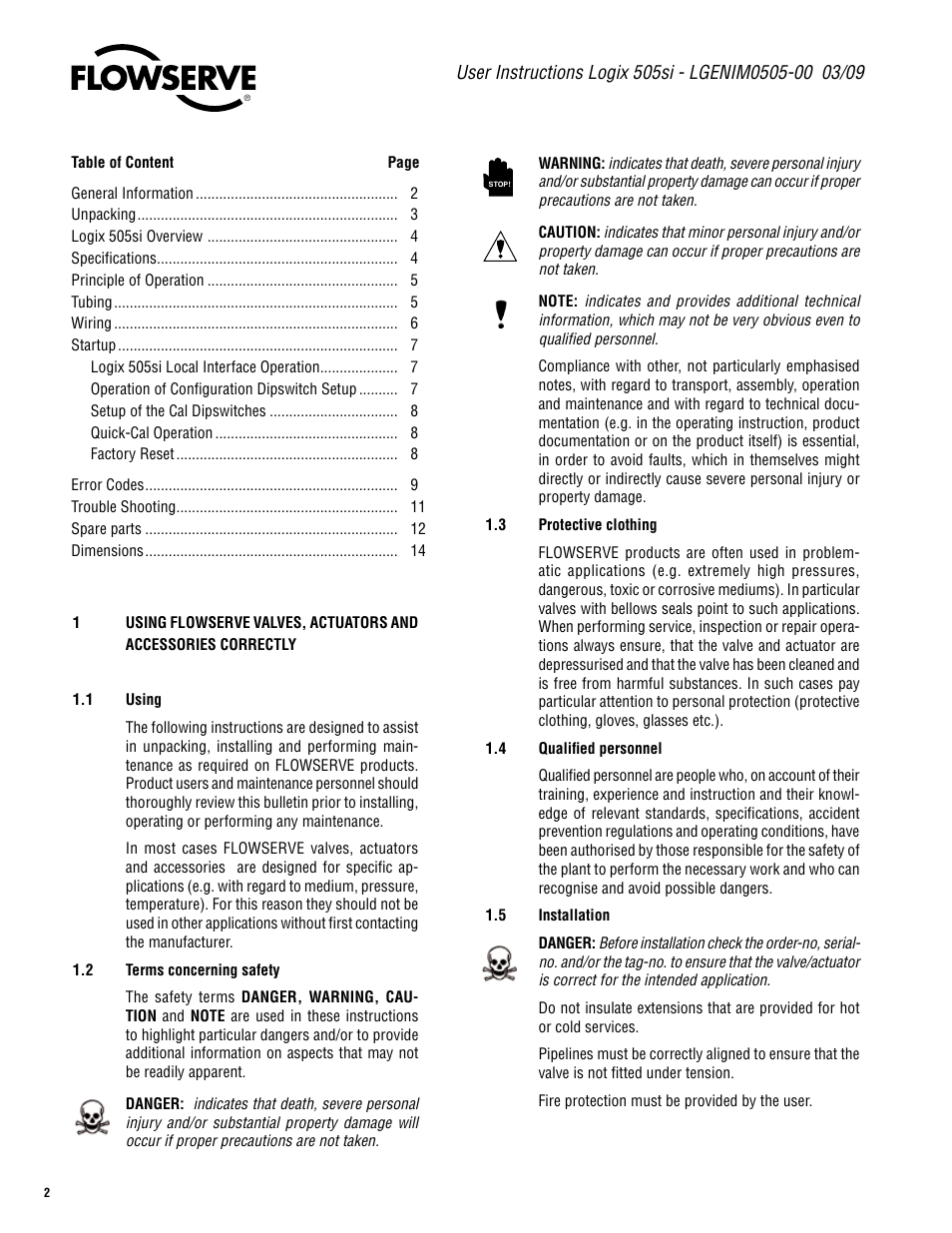 Flowserve 505si Series Digital Positioner User Manual | Page 2 / 16
