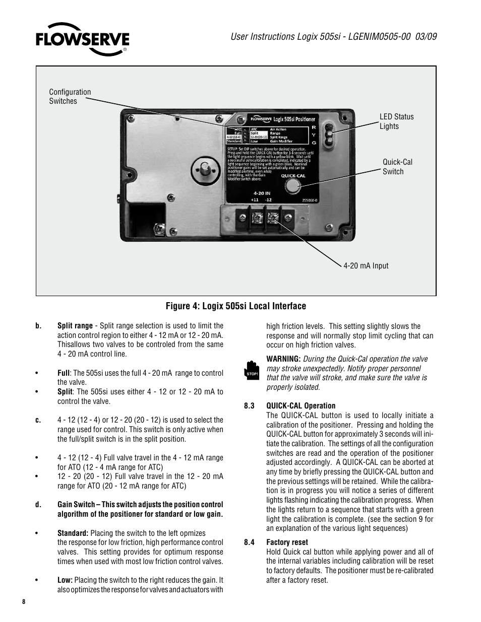 Flowserve 505si Series Digital Positioner User Manual | Page 8 / 16