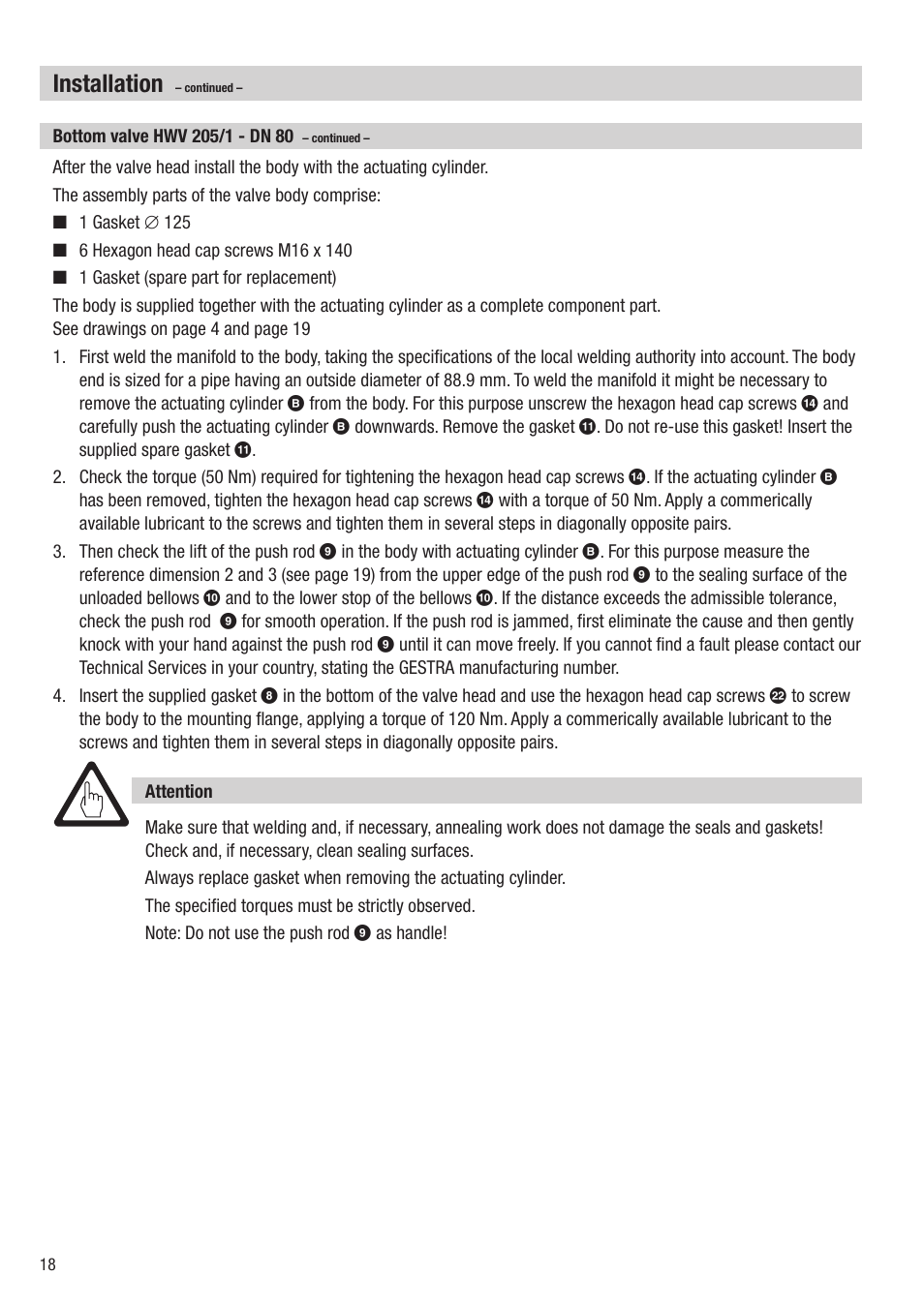 Installation | Flowserve HV 215 User Manual | Page 18 / 44