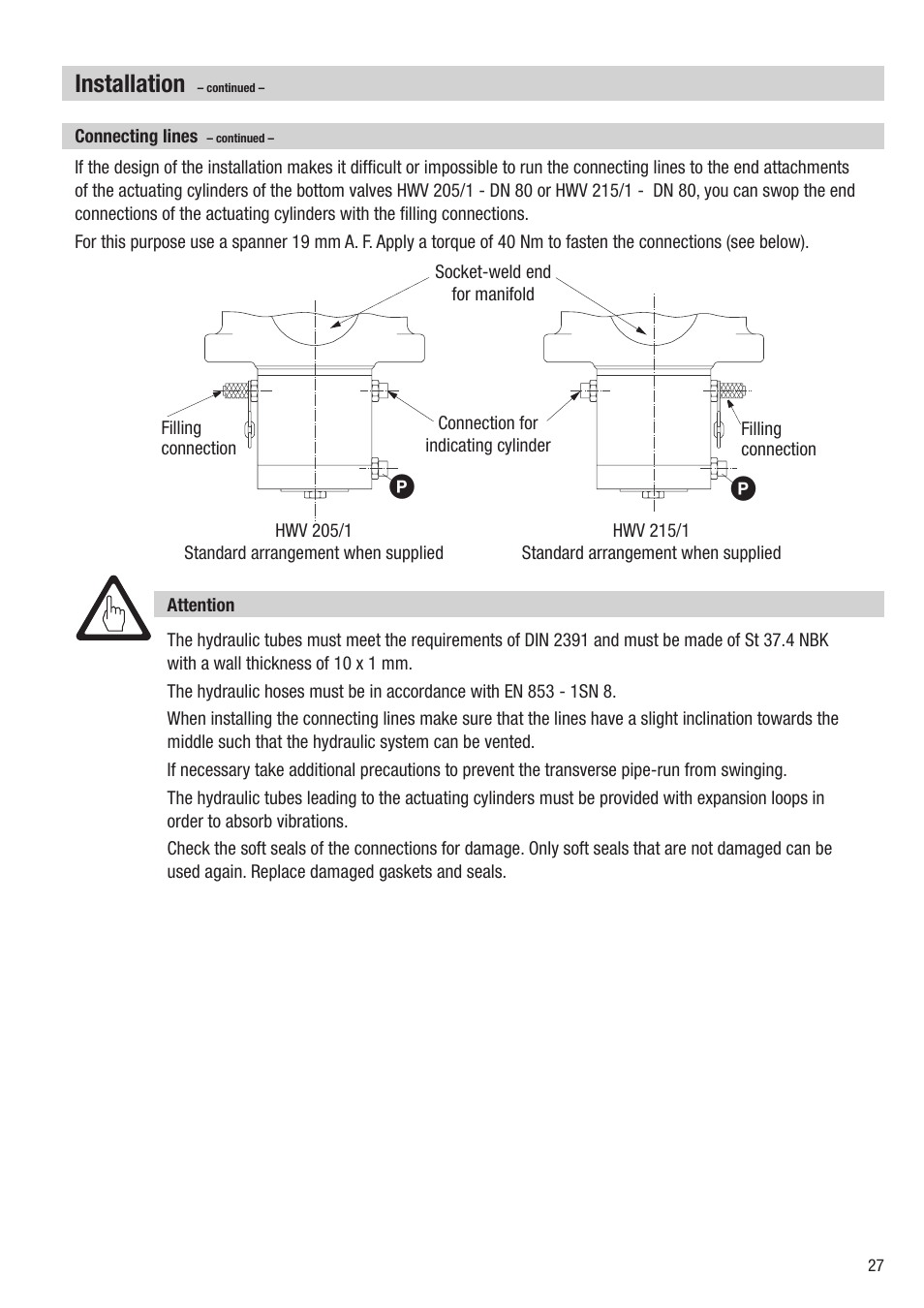 Installation | Flowserve HV 215 User Manual | Page 27 / 44