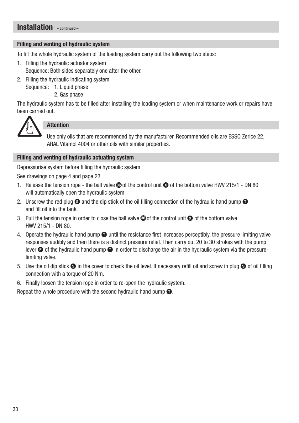 Installation | Flowserve HV 215 User Manual | Page 30 / 44