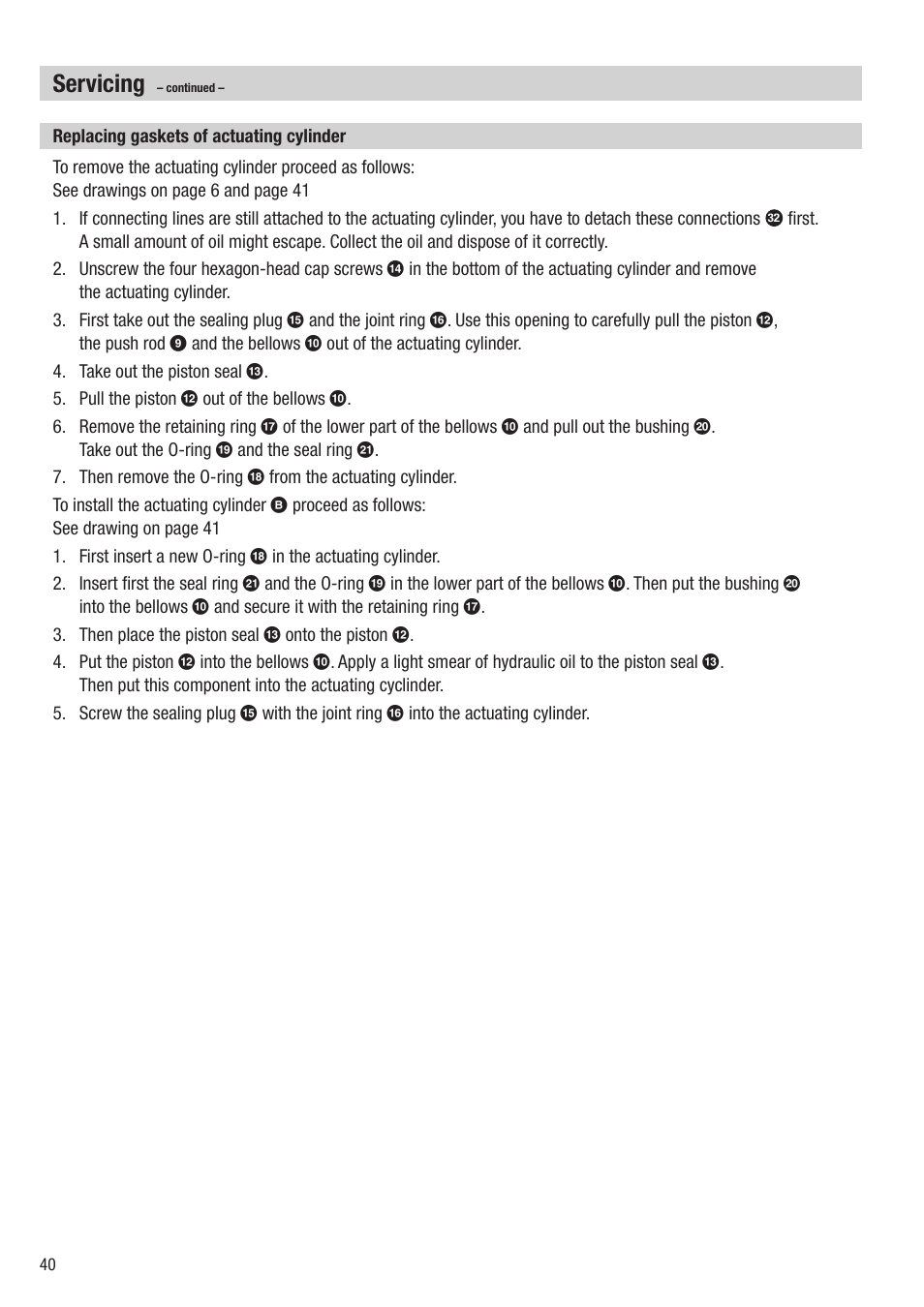 Servicing | Flowserve HV 215 User Manual | Page 40 / 44