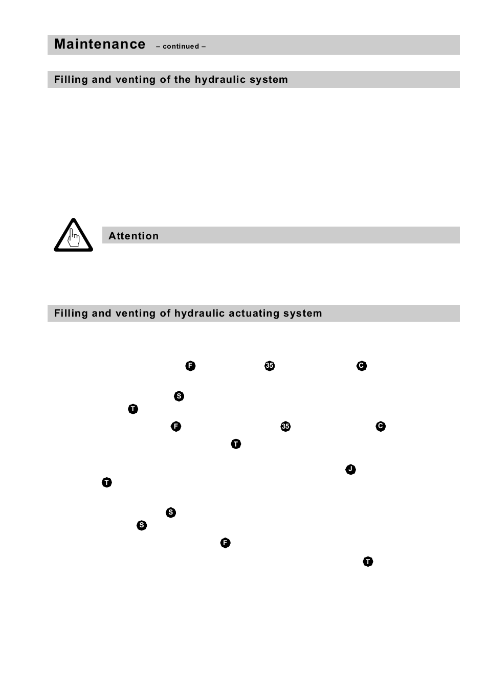Filling and venting of the hydraulic system, Filling and venting of hydraulic actuating system, Maintenance | Flowserve HV 205 User Manual | Page 27 / 34