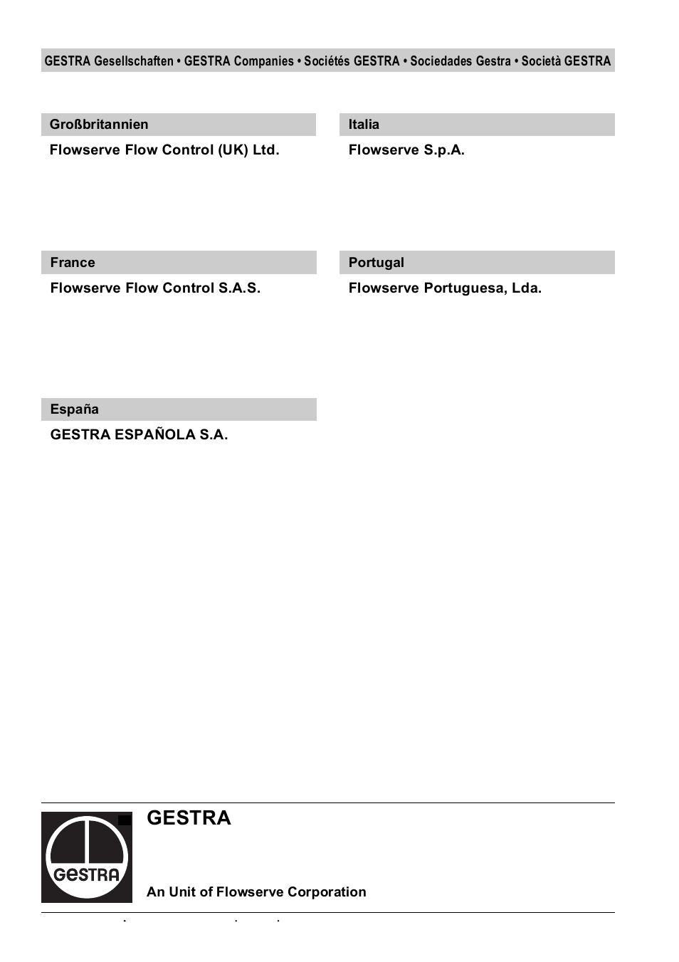 Gestra gmbh | Flowserve HV 205 User Manual | Page 34 / 34