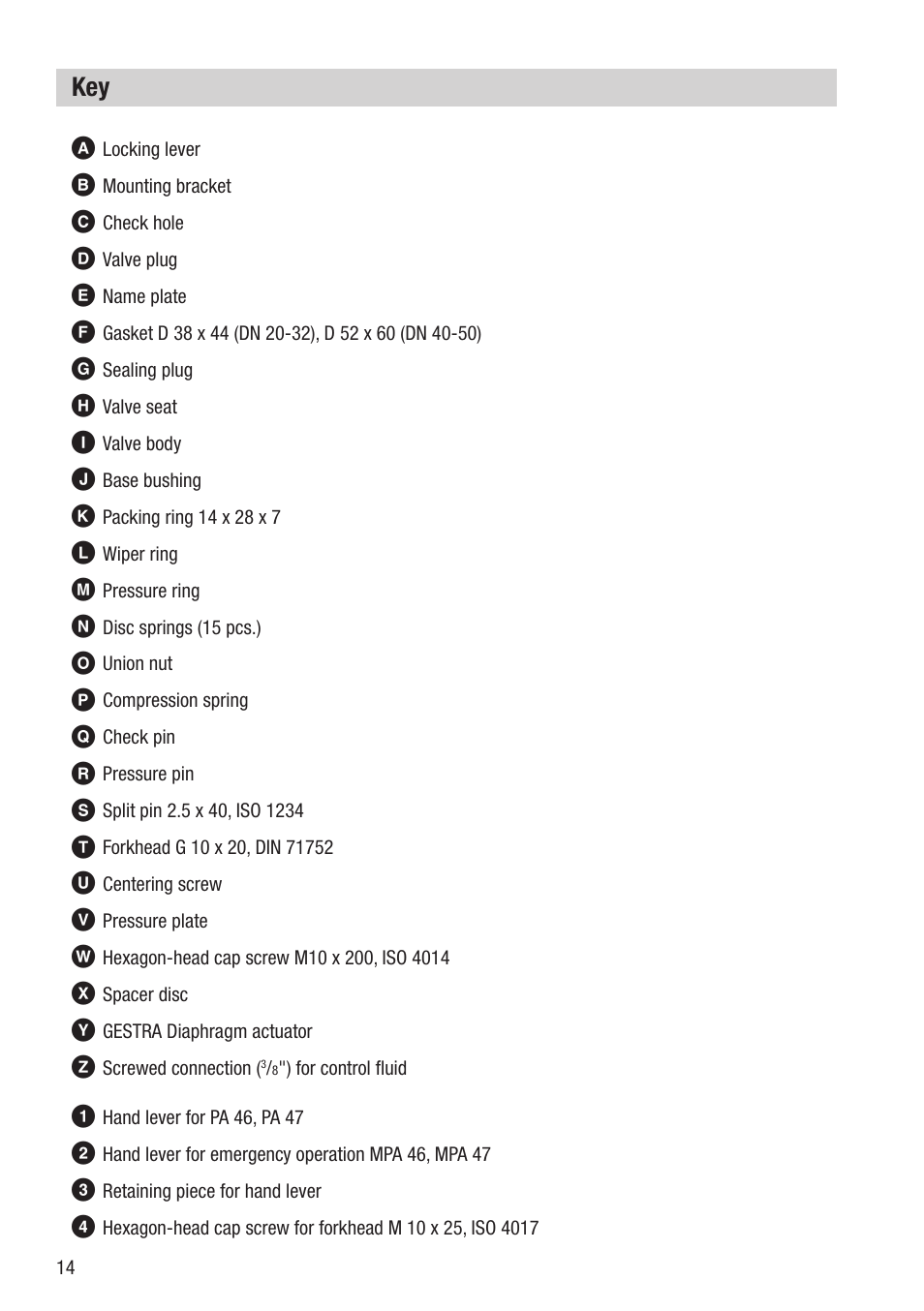 Key a | Flowserve PA46 User Manual | Page 14 / 32