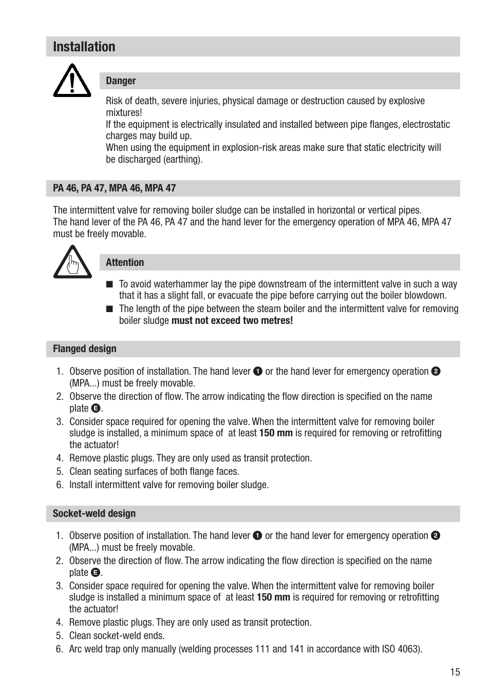 Installation | Flowserve PA46 User Manual | Page 15 / 32